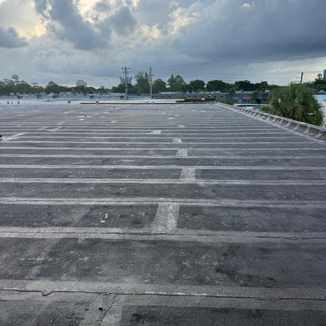Commercial roof before restoration